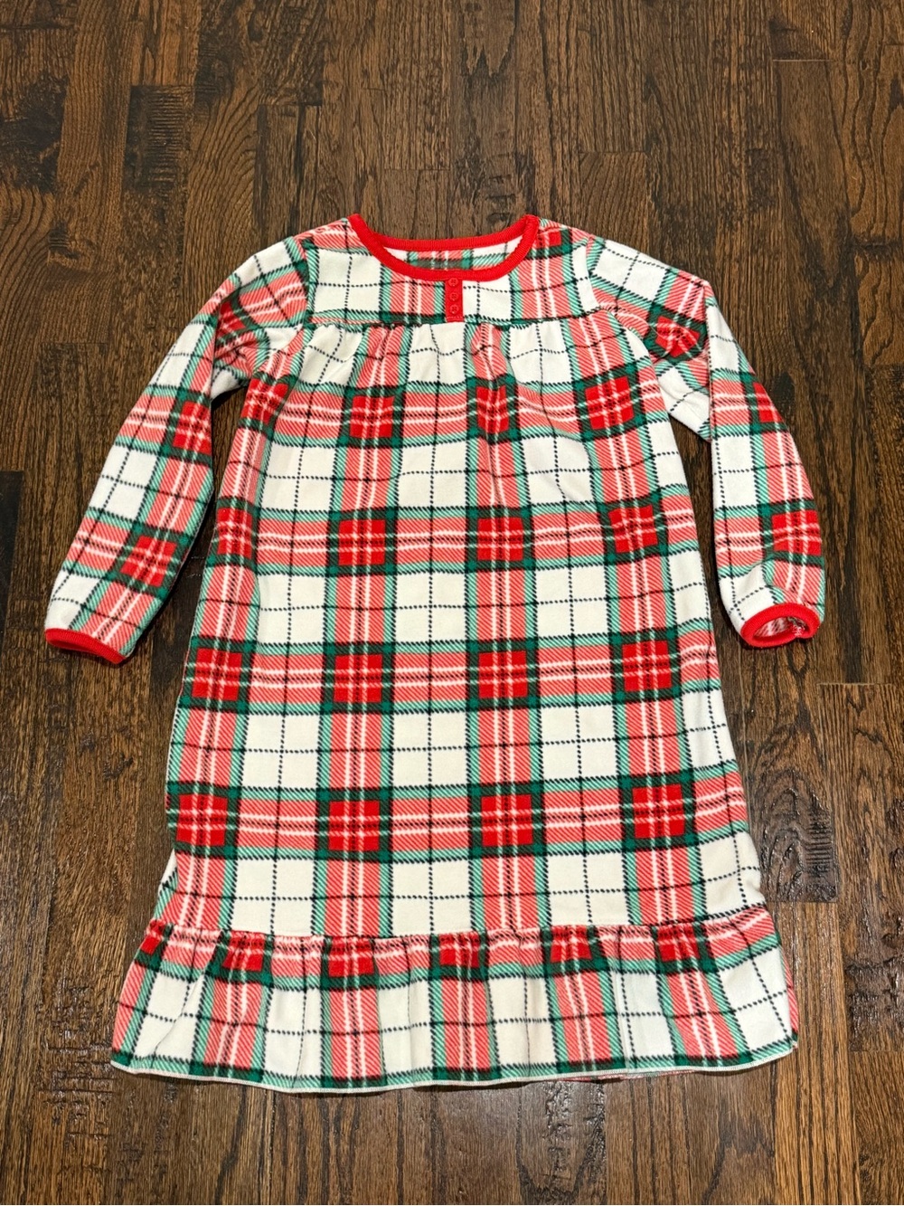 Girls Carters Christmas Red Plaid Nightgown Size 4